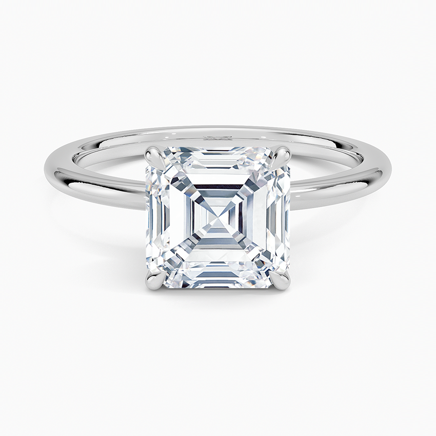 Petite Certified Lab Grown Asscher Diamond 1.5mm Engagement Ring