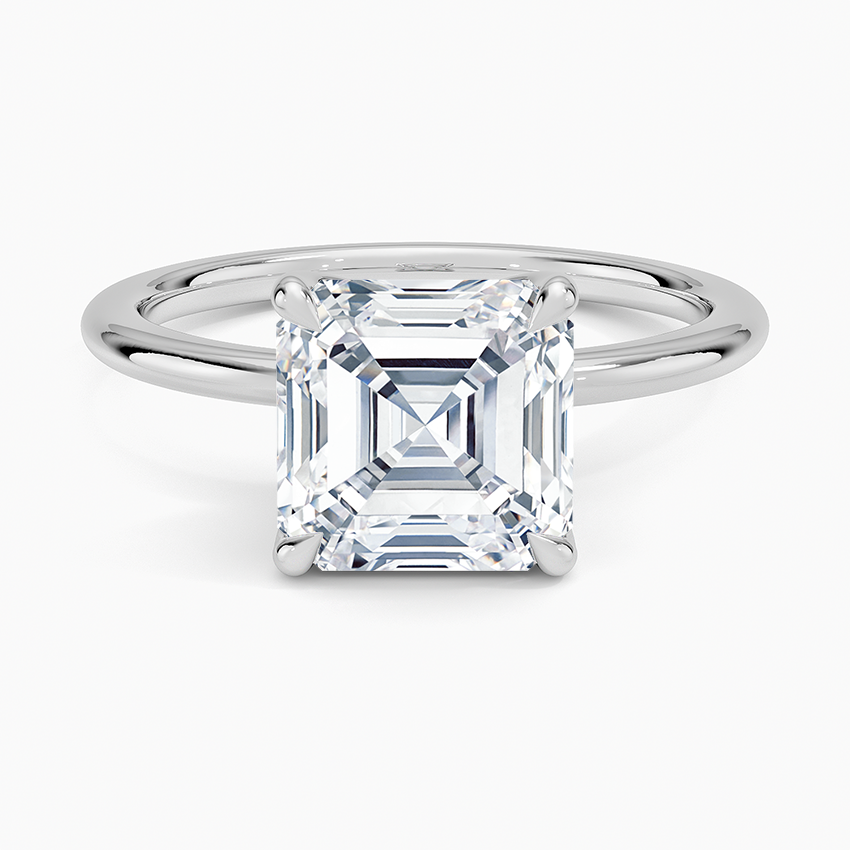 Petite Certified Lab Grown Asscher Diamond 1.5mm Engagement Ring