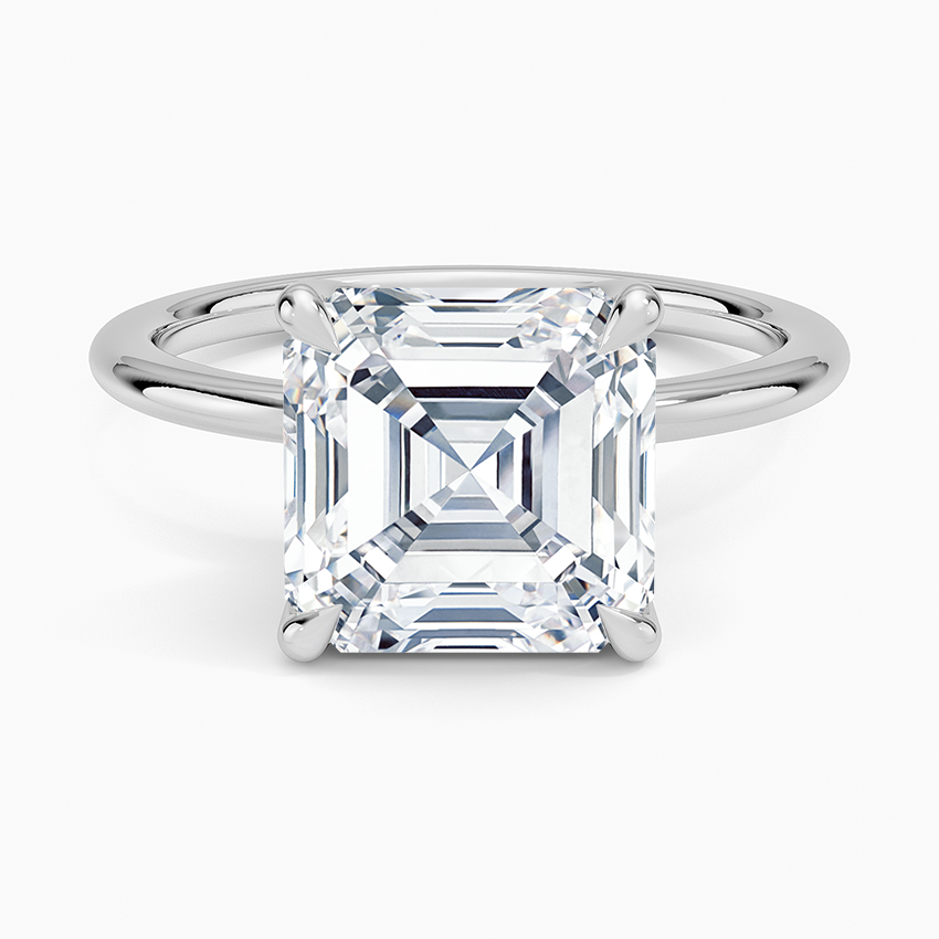 Petite Certified Lab Grown Asscher Diamond 1.5mm Engagement Ring