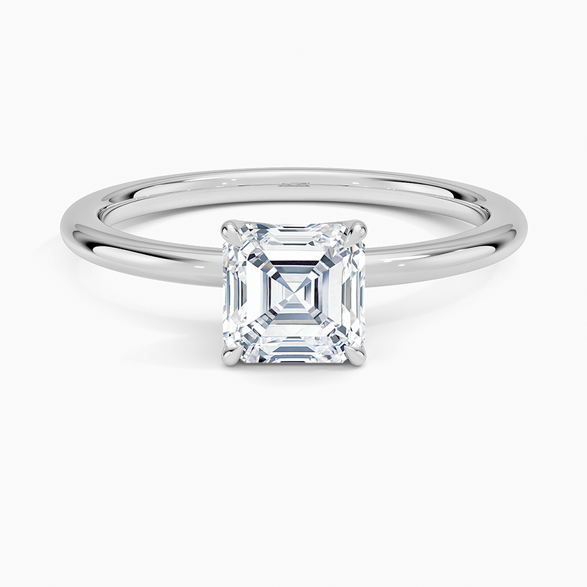 Petite Certified Lab Grown Asscher Diamond 1.5mm Engagement Ring