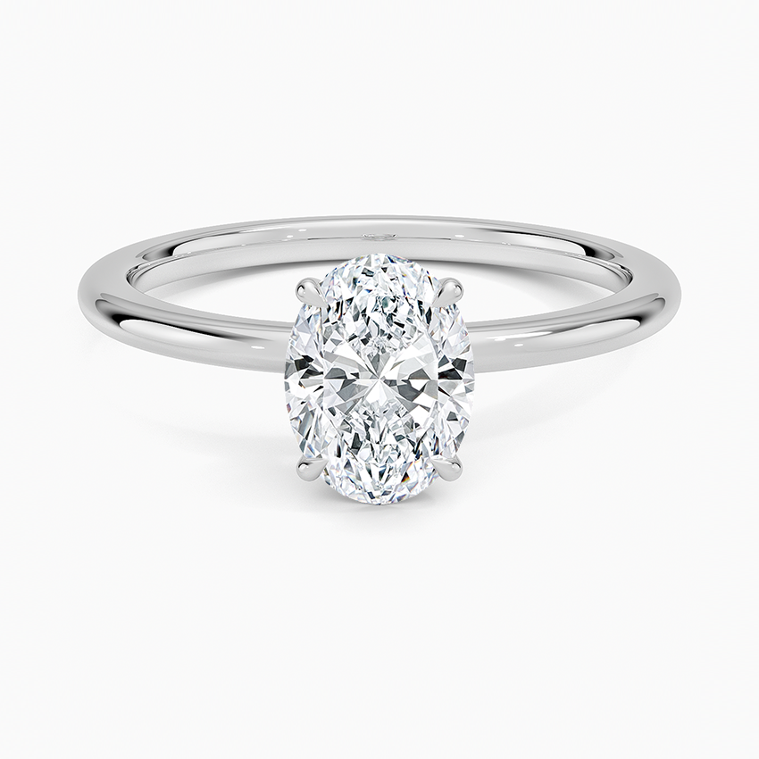 Petite Certified Lab Grown Oval Diamond 1.5mm Engagement Ring