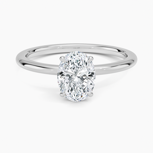 Petite Certified Lab Grown Oval Diamond 1.5mm Engagement Ring