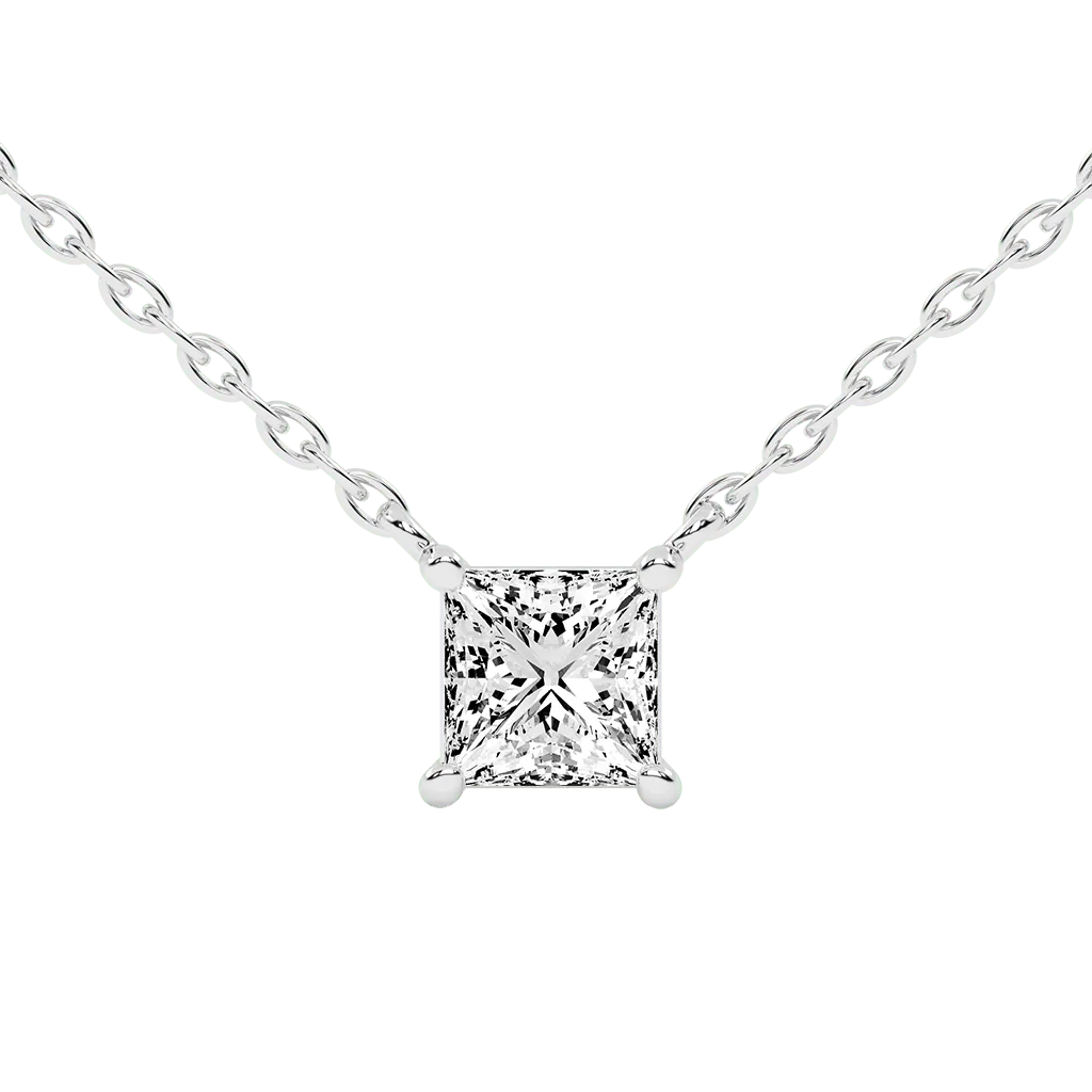 Princess Cut Lab Grown Diamond Solitaire Pendant