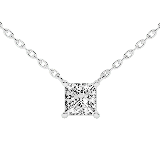 Princess Cut Lab Grown Diamond Solitaire Pendant