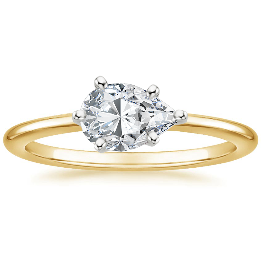 IGI Certified Pear Lab-Grown Diamond Horizontal Petite Comfort Fit Solitaire Engagement Ring