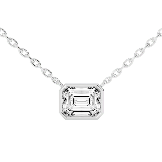 Bezel Set Emerald Cut 2.5 Cttw Lab Grown Diamond Pendant