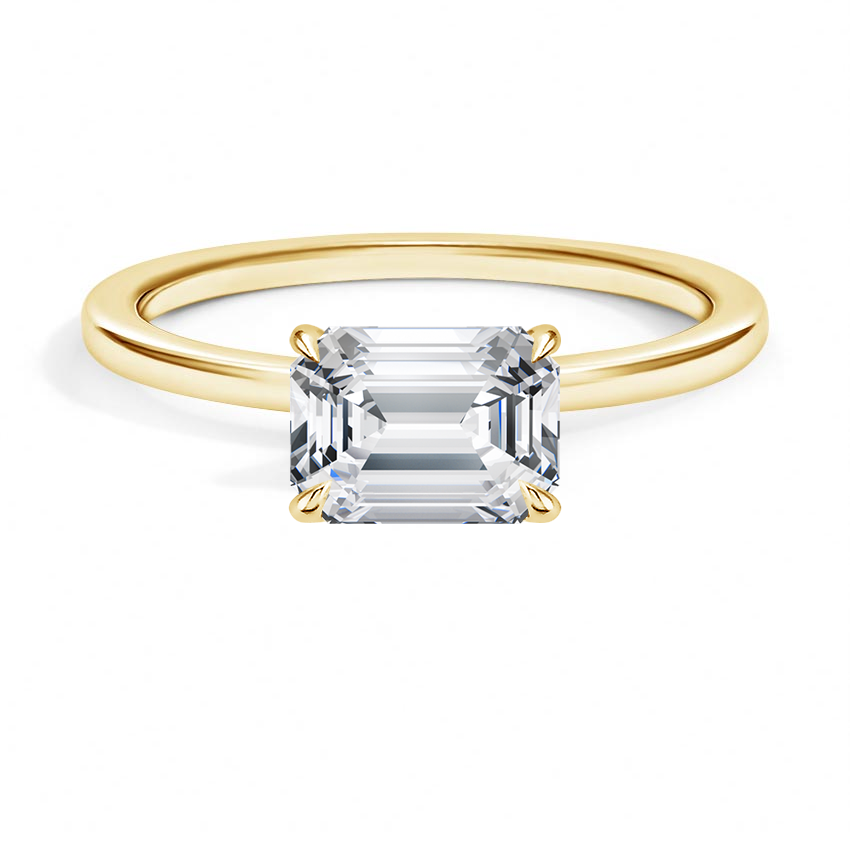 IGI Certified Emerald-Cut Lab Grown Diamond Perfect Fit East-West Solitaire Engagement Ring