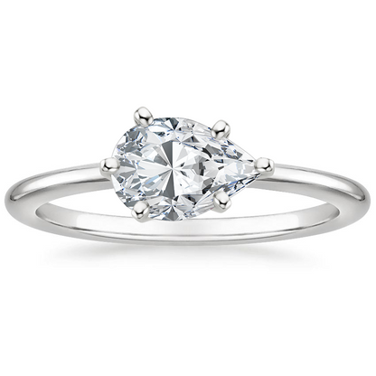 IGI Certified Pear Lab-Grown Diamond Horizontal Petite Comfort Fit Solitaire Engagement Ring