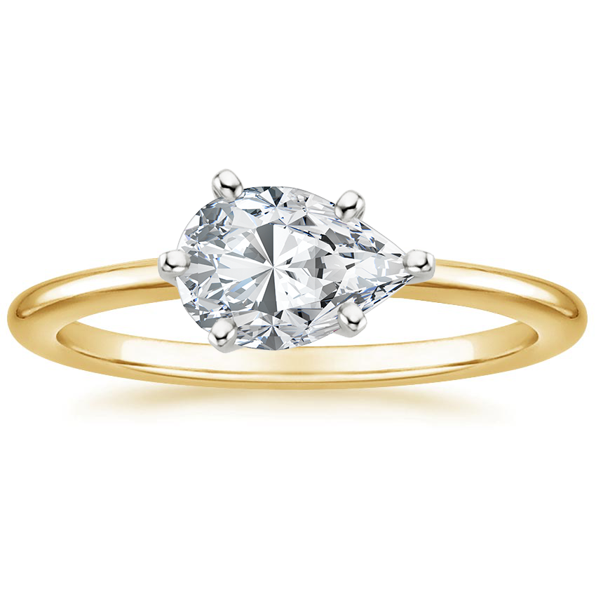 IGI Certified Pear Lab-Grown Diamond Horizontal Petite Comfort Fit Solitaire Engagement Ring