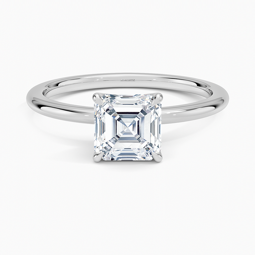 Petite Certified Lab Grown Asscher Diamond 1.5mm Engagement Ring