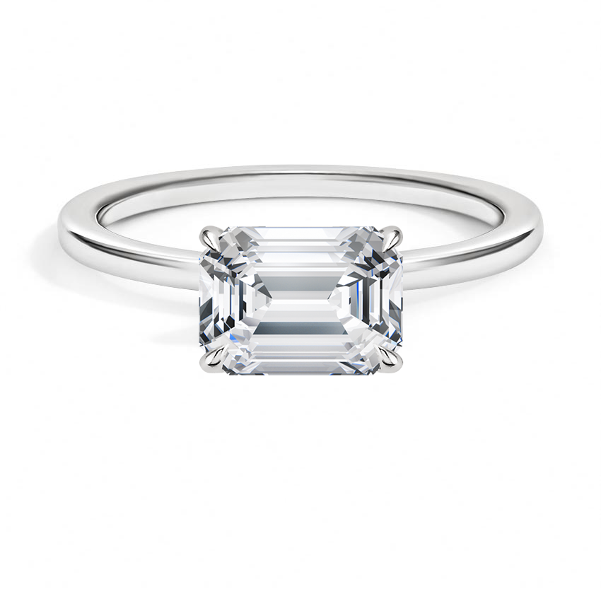 IGI Certified Emerald-Cut Lab Grown Diamond Perfect Fit East-West Solitaire Engagement Ring