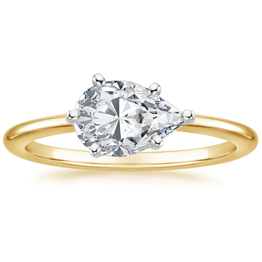 IGI Certified Pear Lab-Grown Diamond Horizontal Petite Comfort Fit Solitaire Engagement Ring