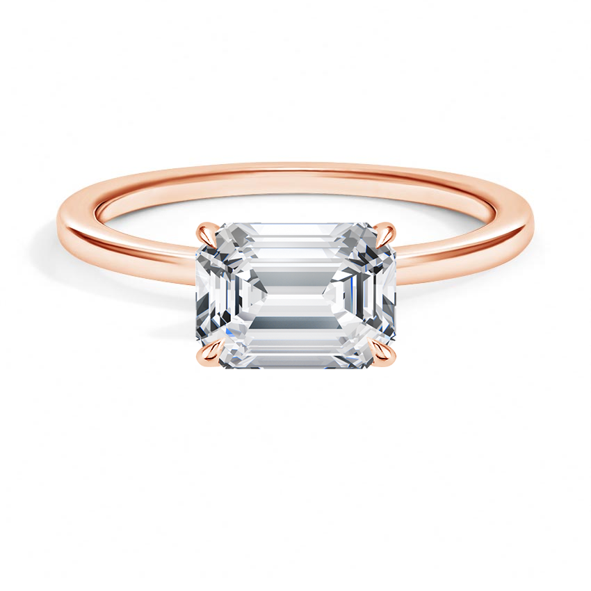 IGI Certified Emerald-Cut Lab Grown Diamond Perfect Fit East-West Solitaire Engagement Ring