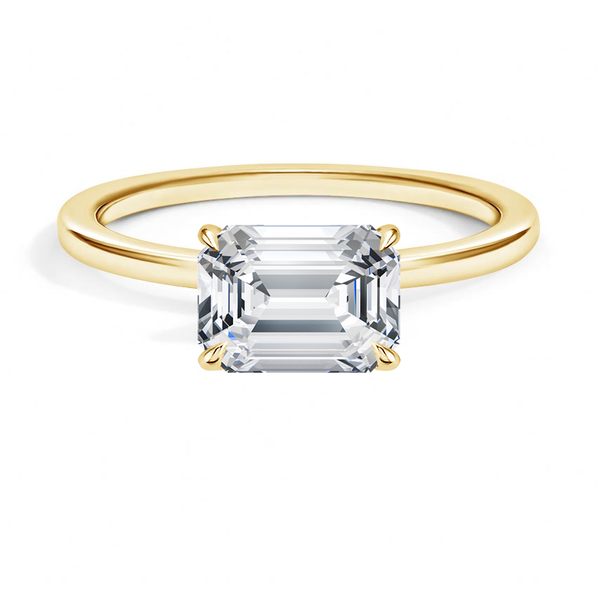 IGI Certified Emerald-Cut Lab Grown Diamond Perfect Fit East-West Solitaire Engagement Ring