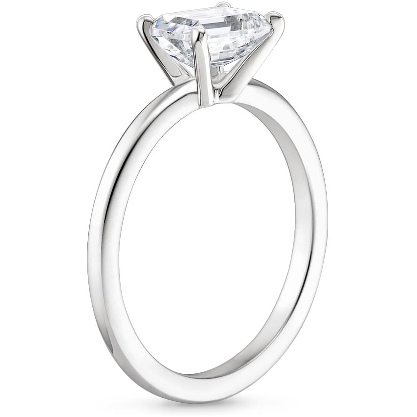 IGI Certified Emeral-Cut Lab-Grown Diamond Horizontal Petite Comfort Fit Solitaire Engagement Ring