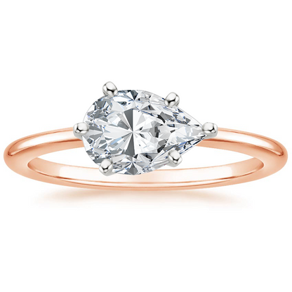 IGI Certified Pear Lab-Grown Diamond Horizontal Petite Comfort Fit Solitaire Engagement Ring