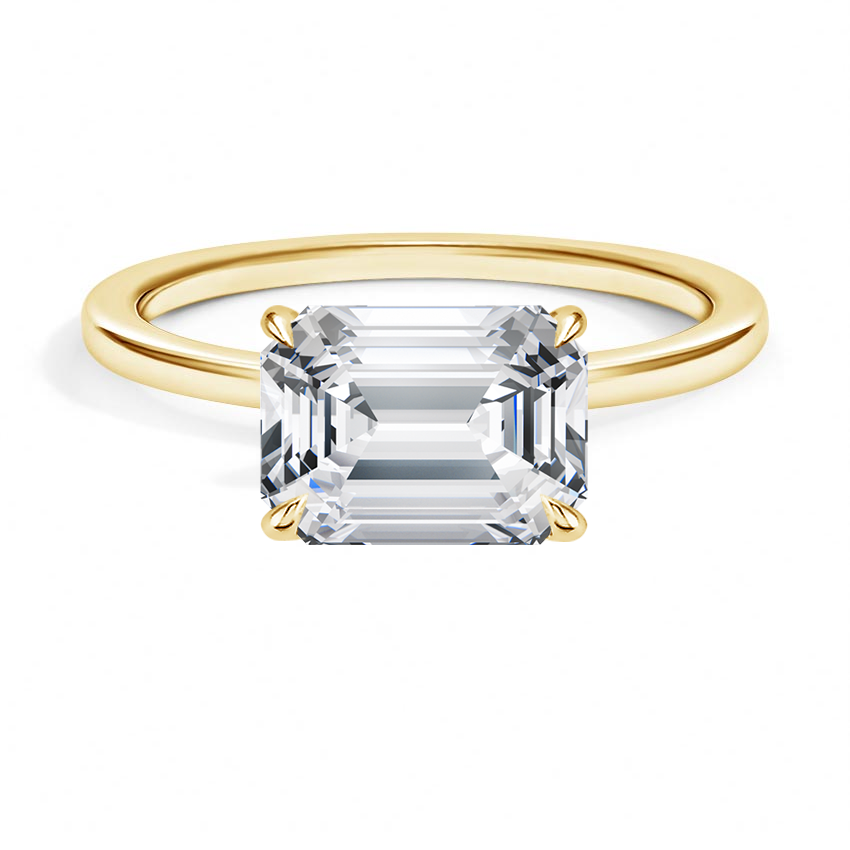 IGI Certified Emerald-Cut Lab Grown Diamond Perfect Fit East-West Solitaire Engagement Ring