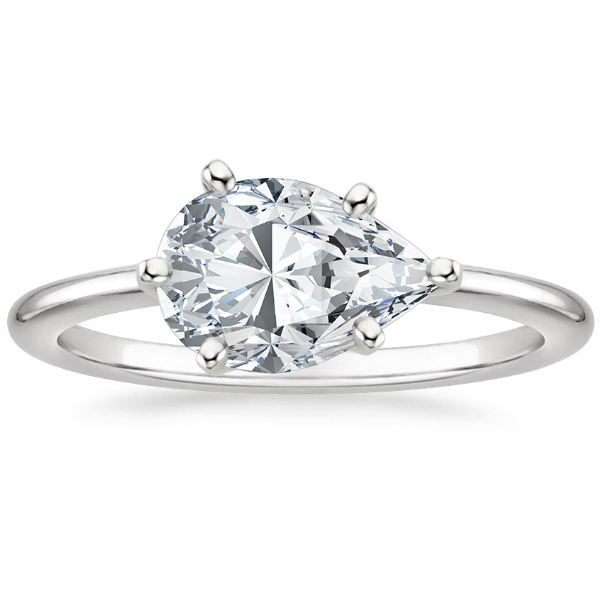 IGI Certified Pear Lab-Grown Diamond Horizontal Petite Comfort Fit Solitaire Engagement Ring