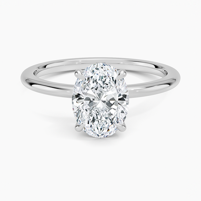 Petite Certified Lab Grown Oval Diamond 1.5mm Engagement Ring