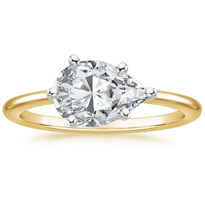 IGI Certified Pear Lab-Grown Diamond Horizontal Petite Comfort Fit Solitaire Engagement Ring