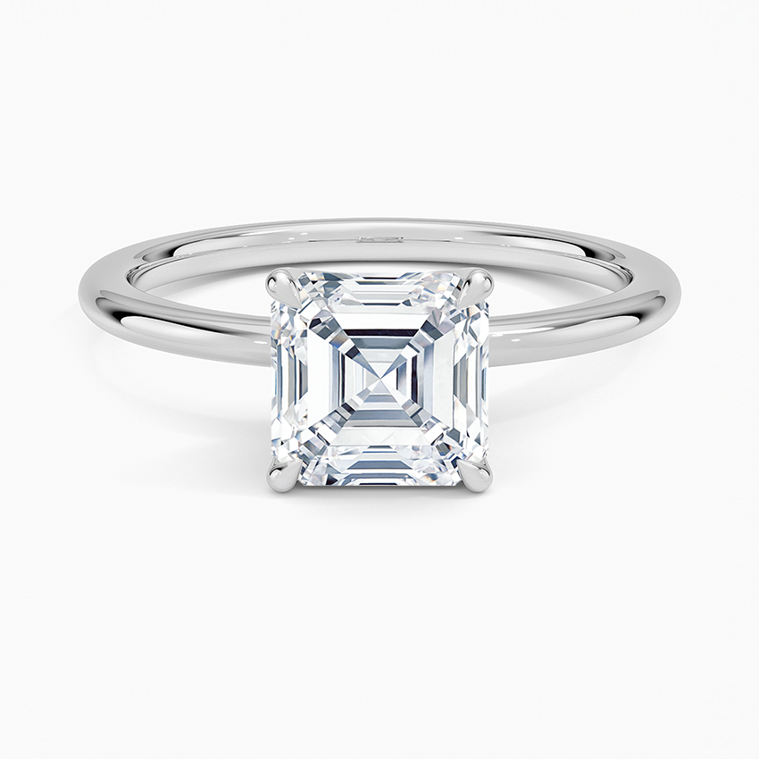 Petite Certified Lab Grown Asscher Diamond 1.5mm Engagement Ring