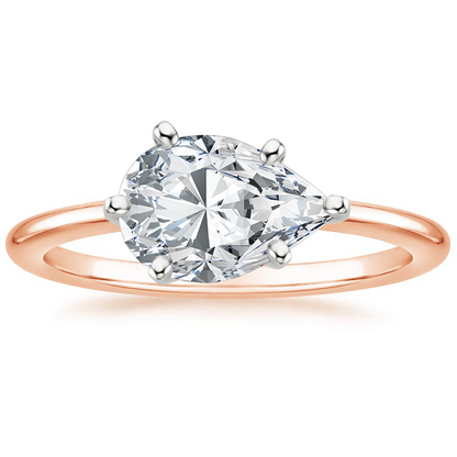 IGI Certified Pear Lab-Grown Diamond Horizontal Petite Comfort Fit Solitaire Engagement Ring