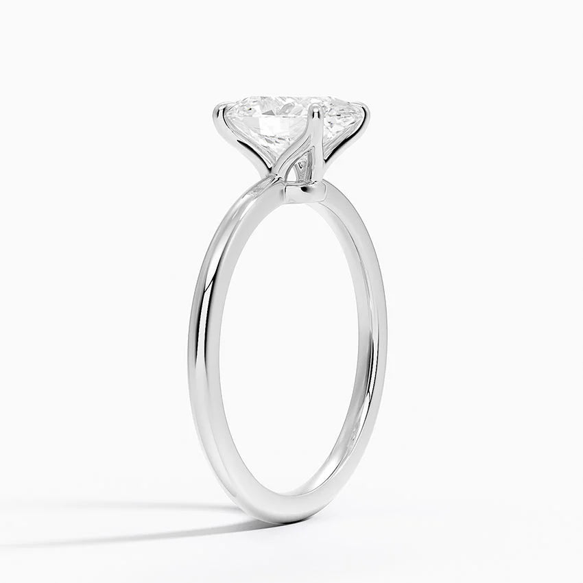 Petite Certified Lab Grown Oval Diamond 1.5mm Engagement Ring